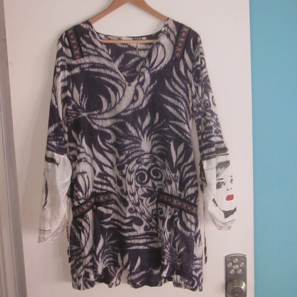 Custo Barcelona Size 3 Lightweight Tunic Mini Dress Swim Coverup Women Size M L - Picture 4 of 14